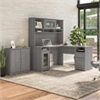 Cabot L Desk with Hutch and Small Cabinet in Modern Gray - Engineered Wood