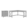 Key West L Desk with Lateral File Cabinet in Cape Cod Gray - Engineered Wood