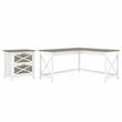 Key West L Desk with Lateral File Cabinet in White and Gray - Engineered Wood