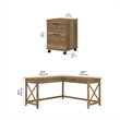 Key West L Desk with Lateral File Cabinet in Reclaimed Pine - Engineered Wood