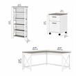 Key West L Desk with Drawers and Bookcase in White and Gray - Engineered Wood