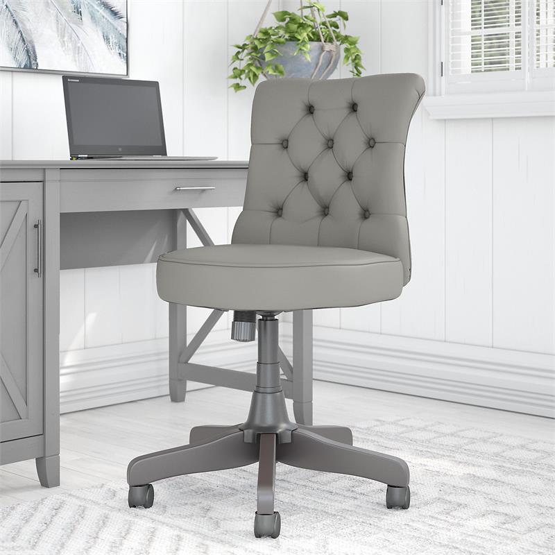 Bush Key West Mid Back Faux Leather Office Chair with Adjustable Height in Gray
