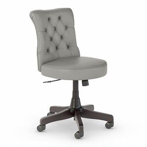 Key West Mid Back Tufted Office Chair in Light Gray Leather