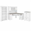 Fairview L Desk 4 Pc Set with Storage in Pure White/Gray - Engineered Wood