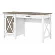 Key West 54W Computer Desk with Storage in White and Gray - Engineered Wood