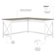 Key West 60W L Shaped Desk in Pure White and Shiplap Gray - Engineered Wood