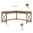 Key West 60W L Shaped Desk in Reclaimed Pine - Engineered Wood