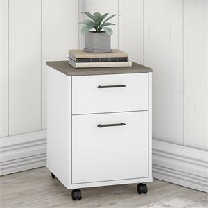Key West 2 Drawer Mobile File Cabinet in White and Gray - Engineered Wood