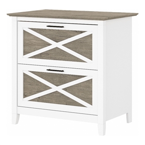 Bush Furniture Key West 2 Drawer File Cabinet in White & Gray