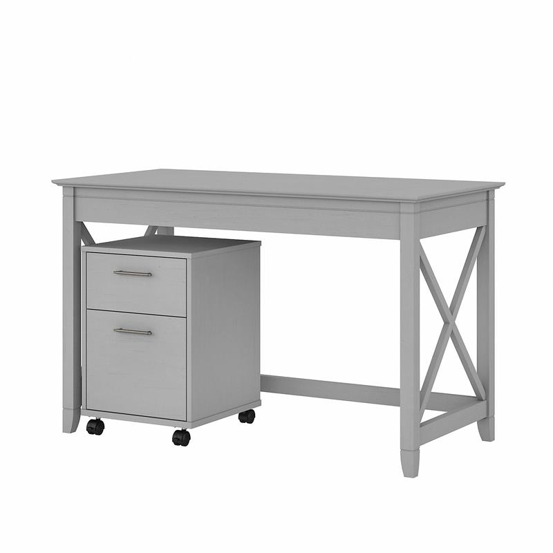 Key West Writing Desk with Mobile File Cabinet in Dark Gray - Engineered  Wood
