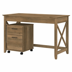 Key West 48W Desk with Mobile File Cabinet in Reclaimed Pine - Engineered Wood