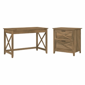 Key West 48W Desk with Lateral File Cabinet in Reclaimed Pine - Engineered Wood