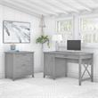 Key West 54W Computer Desk with File Cabinet in Cape Cod Gray - Engineered Wood