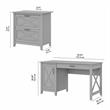 Key West 54W Computer Desk with File Cabinet in Cape Cod Gray - Engineered Wood