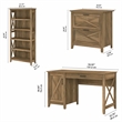Key West 54W Desk with File Cabinet and Bookcase in Pine - Engineered Wood