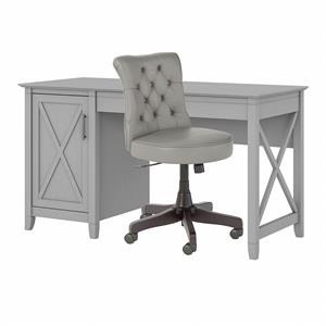 Bush Key West Engineered Wood Computer Desk and Chair Set in Cape Cod Gray