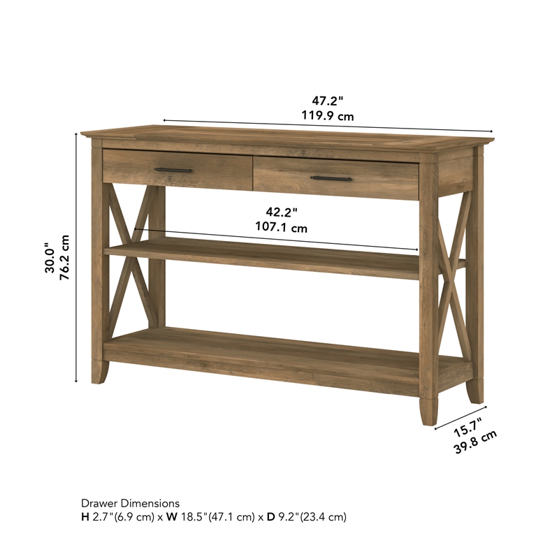 key west console table with drawers in reclaimed pine - engineered wood