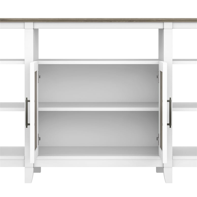 Key West Tall TV Stand for 65 Inch TV in White and Gray - Engineered Wood