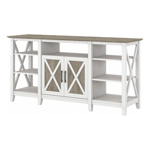 Key West Tall TV Stand for 65 Inch TV in White and Gray - Engineered Wood