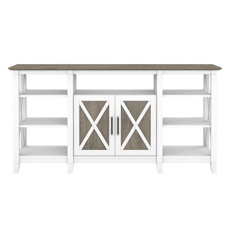 Key West Tall TV Stand for 65 Inch TV in White and Gray - Engineered Wood