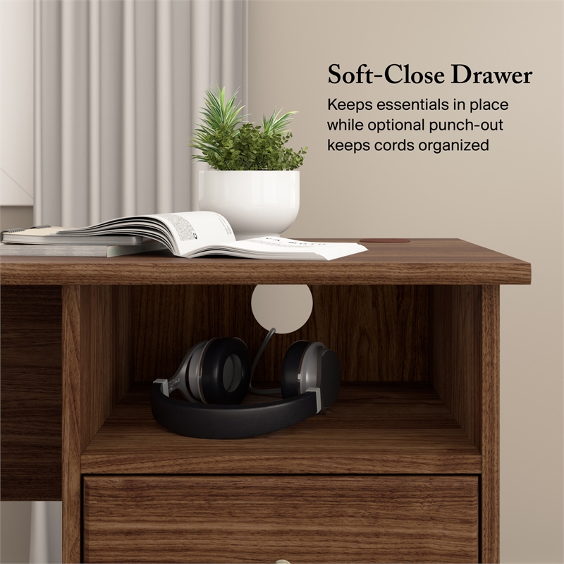 Cabot 60W L Shaped Computer Desk with Storage in Modern Walnut - Engineered Wood