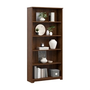Cabot Tall 5 Shelf Bookcase in Modern Walnut - Engineered Wood