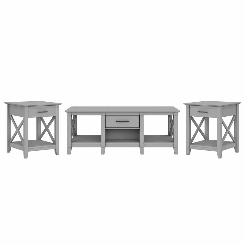 Key West Coffee Table with End Tables in Cape Cod Gray - Engineered Wood