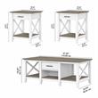 Key West Coffee Table with End Tables in White and Gray - Engineered Wood