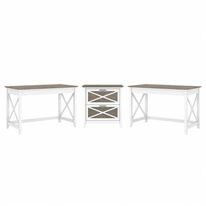 Key West 2 Person Desk Set with File Cabinet