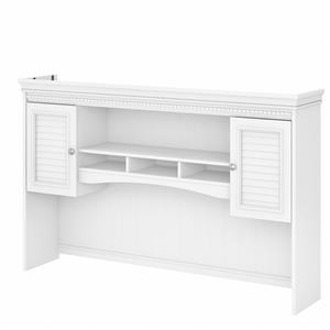 Fairview 60W Hutch for L Shaped Desk in White and Gray - Engineered Wood