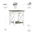 Key West End Table with Storage in Pure White and Shiplap Gray - Engineered Wood