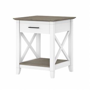 Key West Nightstand with Drawer in Pure White and Shiplap Gray - Engineered Wood