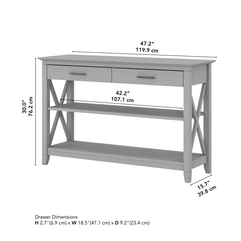 Key West Console Table with Drawers in Cape Cod Gray - Engineered Wood