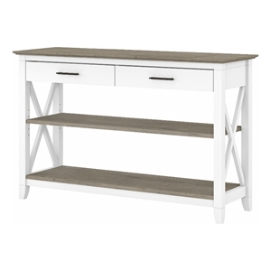 Key West Console Table with Drawers in White and Gray - Engineered Wood