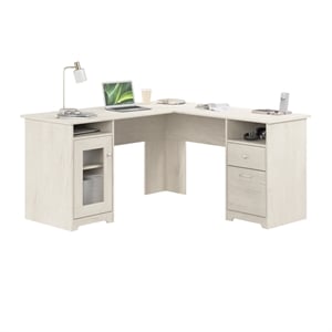 Cabot 60W L Computer Desk with Storage in Linen White Oak - Engineered Wood