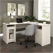 Cabot 60W L Computer Desk with Storage in Linen White Oak - Engineered Wood