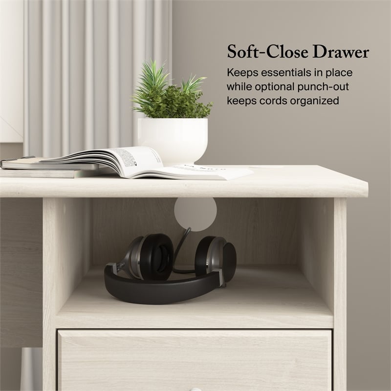 Cabot 60W L Computer Desk with Storage in Linen White Oak - Engineered Wood
