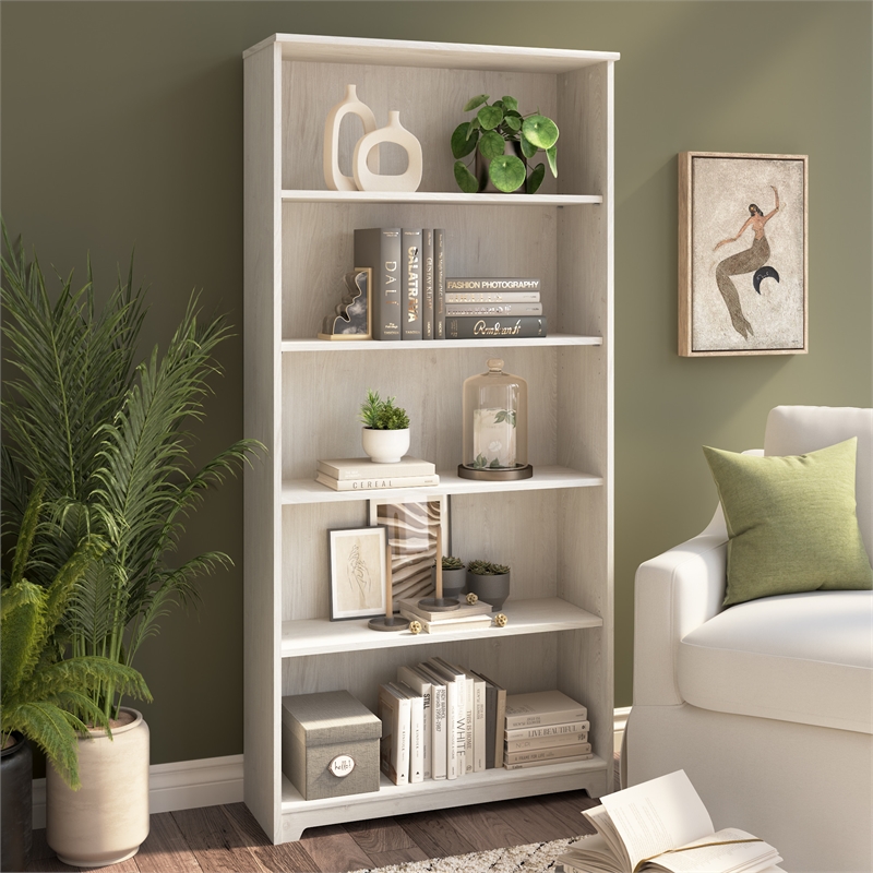 Cabot Tall 5 Shelf Bookcase in Linen White Oak - Engineered Wood