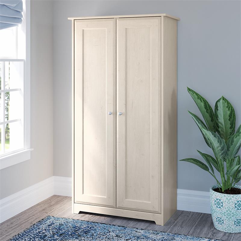 Cabot Tall Storage with Doors in Linen White Oak Engineered