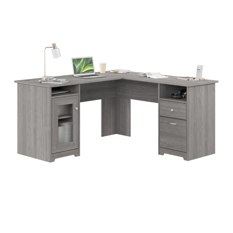 Cabot 60W L Shaped Computer Desk with Storage in Modern Gray - Engineered Wood