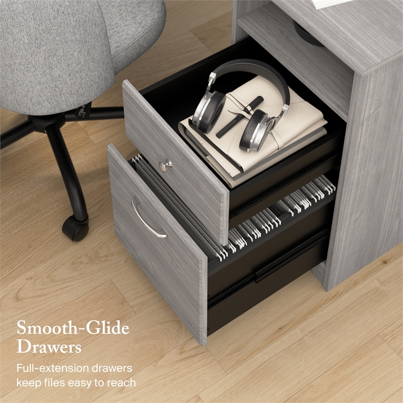 Cabot 60W L Shaped Computer Desk with Storage in Modern Gray - Engineered Wood