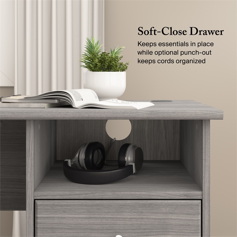 Cabot 60W L Shaped Computer Desk with Storage in Modern Gray - Engineered Wood
