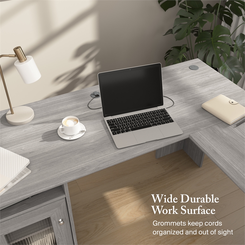 Cabot 60W L Shaped Computer Desk with Storage in Modern Gray - Engineered Wood