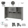 Cabot 60W Hutch in Modern Gray - Engineered Wood