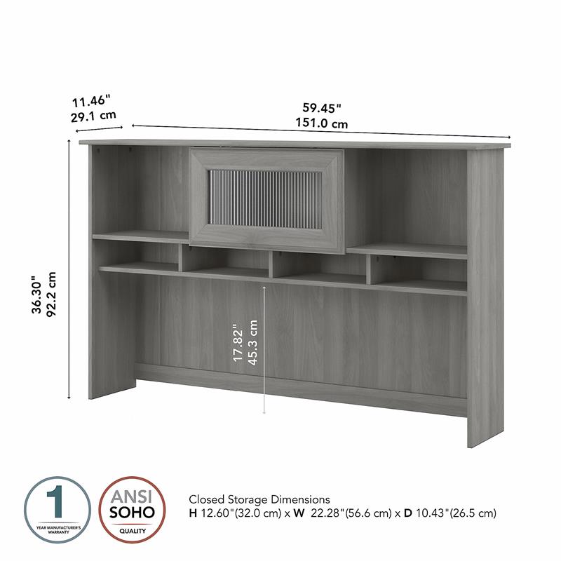 Cabot 60W Hutch in Modern Gray - Engineered Wood