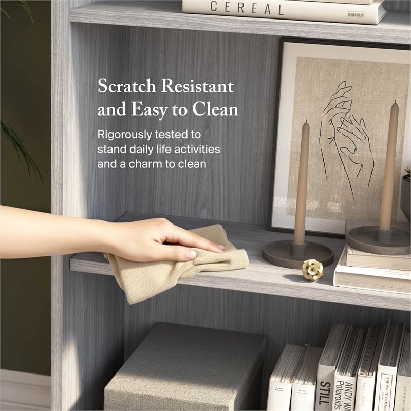 Cabot Tall 5 Shelf Bookcase in Modern Gray - Engineered Wood
