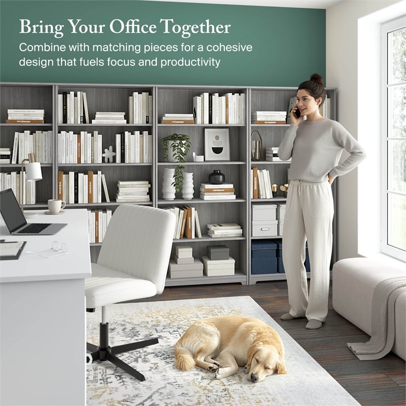 Cabot Tall 5 Shelf Bookcase in Modern Gray - Engineered Wood