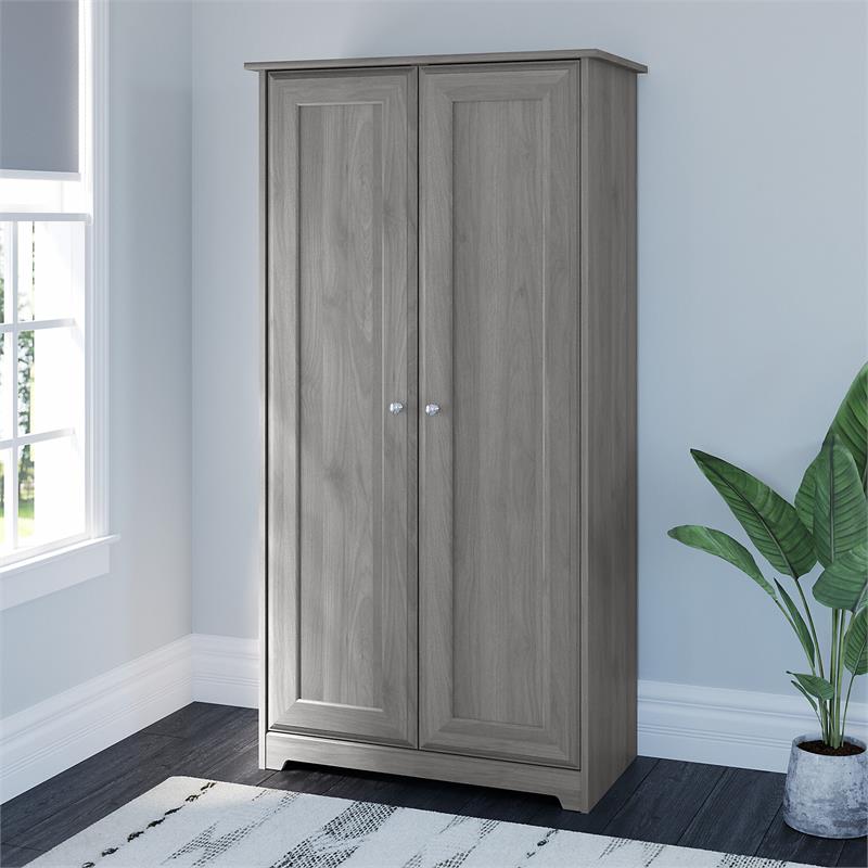 Cabot Tall Storage Cabinet With Doors In Modern Gray Engineered Wood   2124066 1 L 