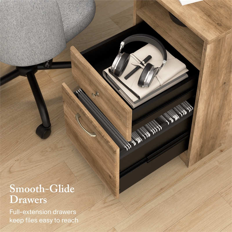 Cabot 60W L Computer Desk with Storage in Reclaimed Pine - Engineered Wood