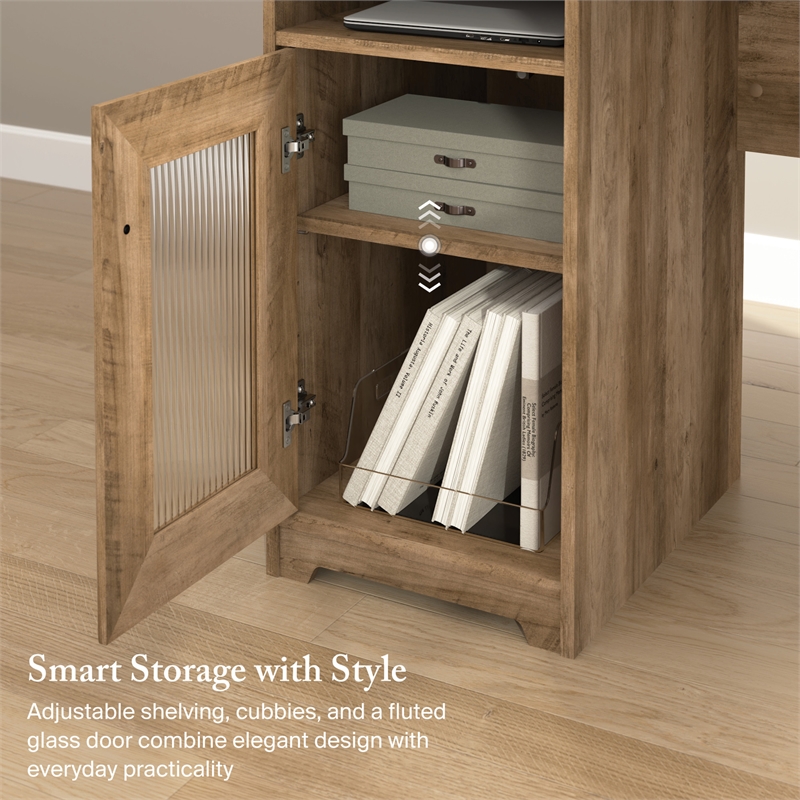 Cabot 60W L Computer Desk with Storage in Reclaimed Pine - Engineered Wood